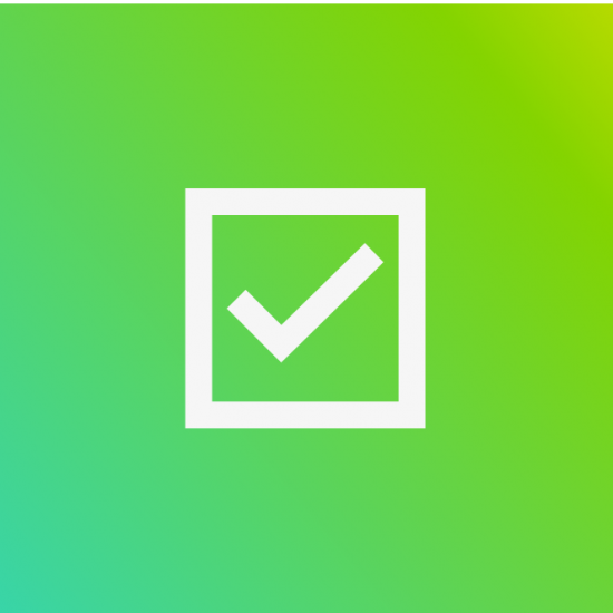white checkbox icon over green gradient