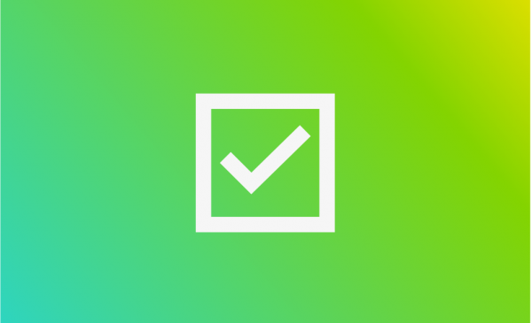 White checkbox icon over a green background