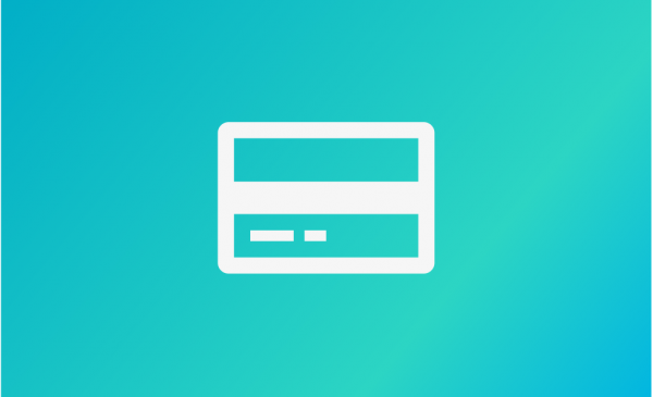 White ID card icon over a blue-green background