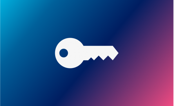 white key icon over blue and purple background