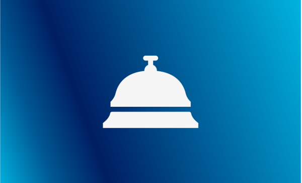 white service bell icon over blue background