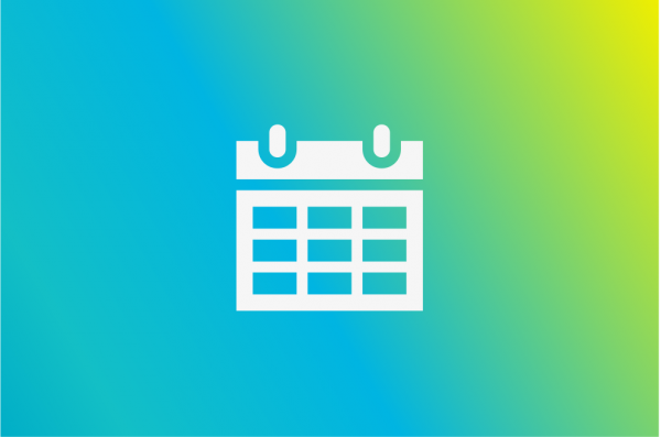 white calendar icon over a blue and green background