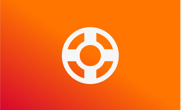 white life preserver icon over orange and red background