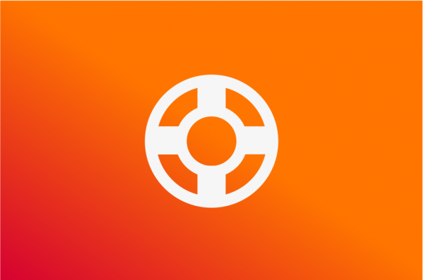 White life preserver icon over an orange background